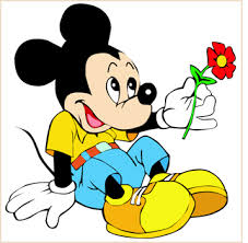 Mickey Mouse handing over flower
